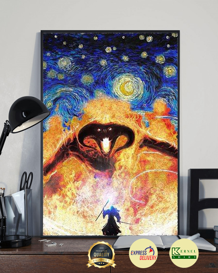 Lord-Of-The-Rings-Gandalf-Vs-Balrog-Starry-Night-Van-Gogh-For-Fan-Poster