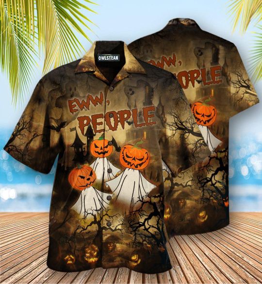 Halloween Ew People Pumpkin Ghost Hawaiian Shirt 1