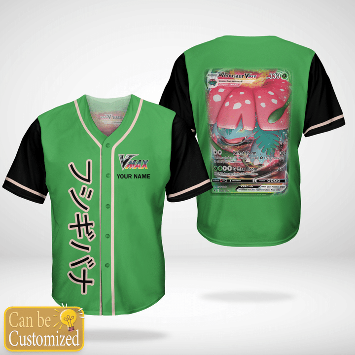 LbQSSpjJ PKM Venusaur Vmax Custom Name Baseball Jersey Shirt