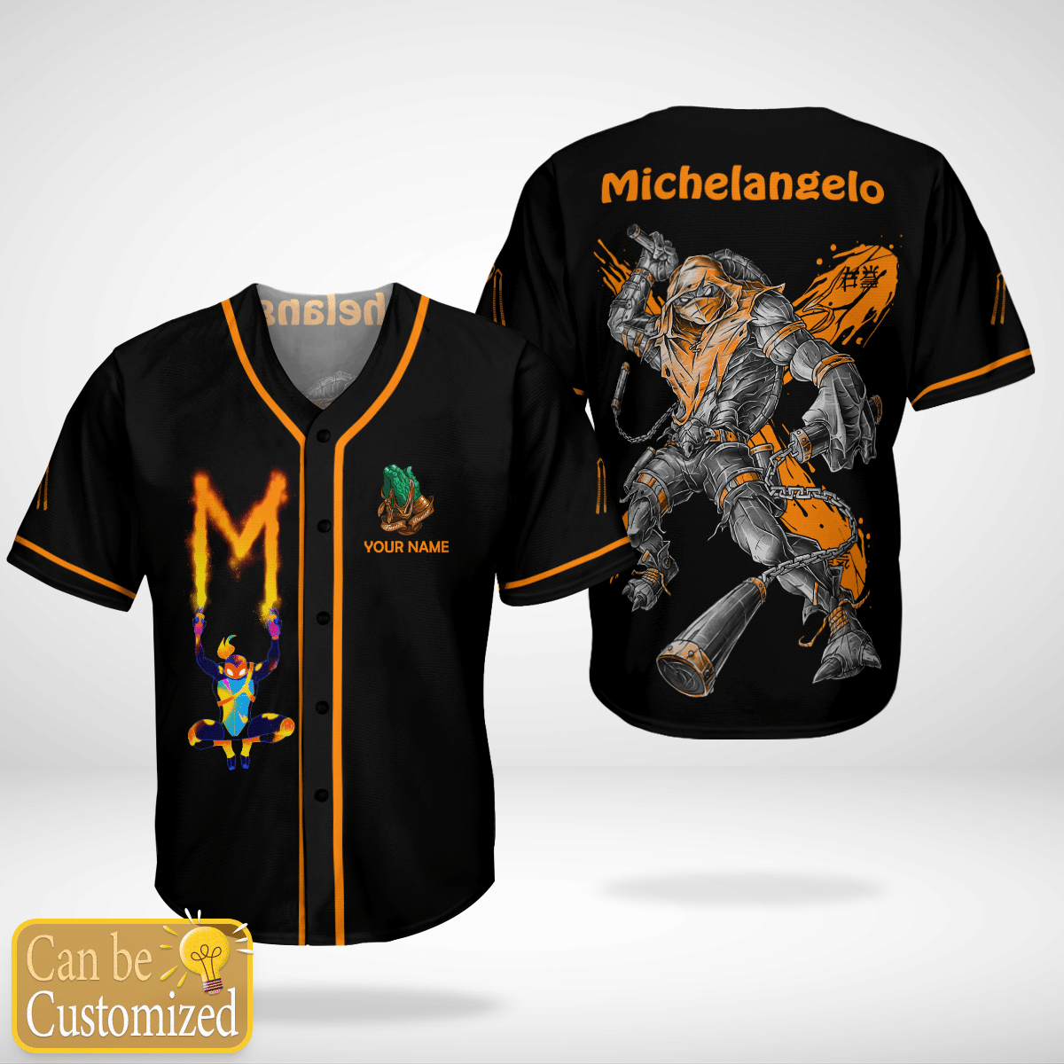 Michelangelo Mikey Custom Name Baseball Jersey