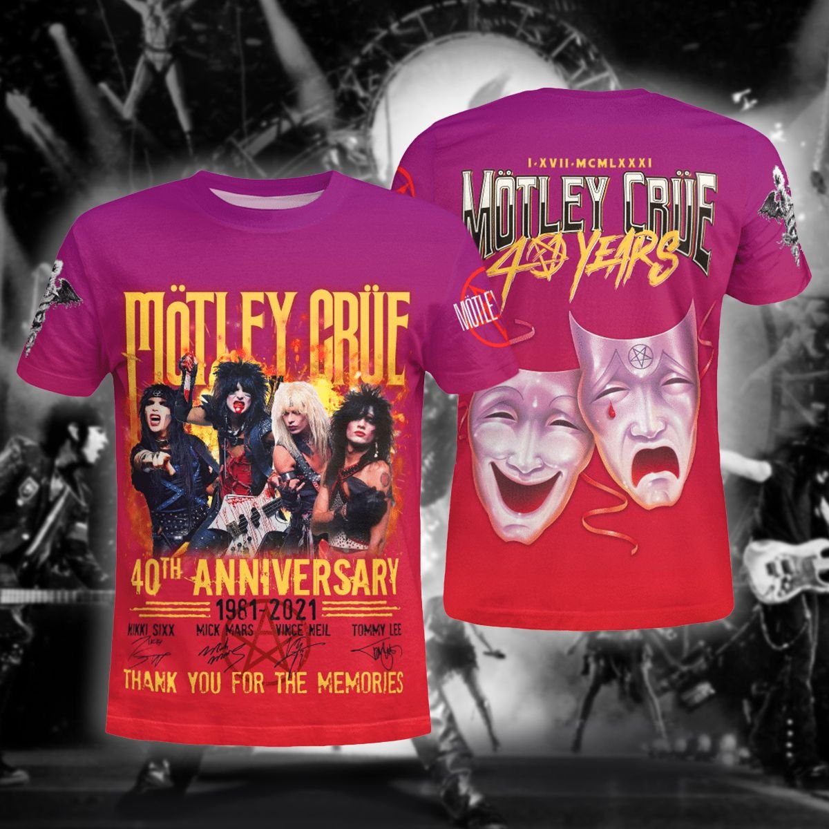 Motley Crue 40th anniversary 3d shirt