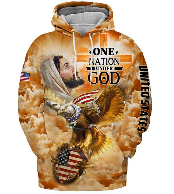 American Eagle Flag United States One Nation Under God 3D Hoodie Shirt 600x668 1