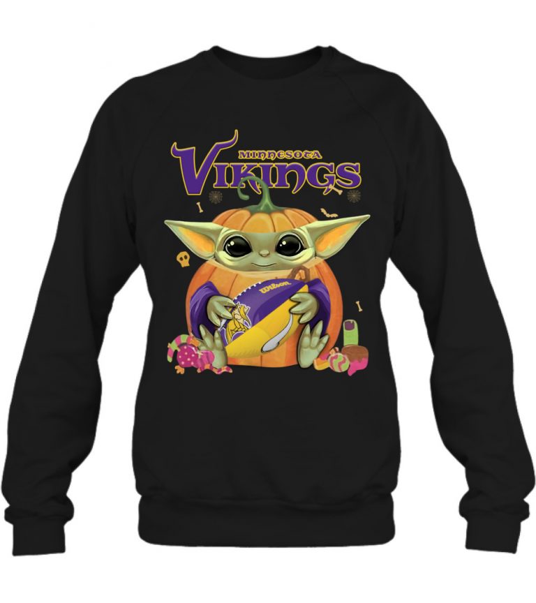 Baby Yoda Pumpkin Minnesota Vikings Shirt, Hoodie 3