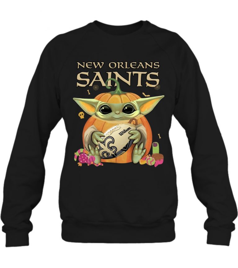 Baby Yoda Pumpkin NFL New Orleans Shirt, Hoodie 3