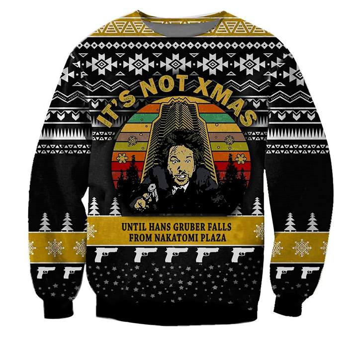 Its Not Xmas Until Hans Gruber Falls From Nakatomi Plaza Meme Ugly Christmas Sweater