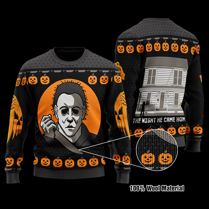 Michael Myers Halloween Knitted Ugly Christmas Sweater1