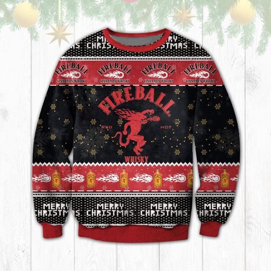 Fireball Whisky Beer Christmas Ugly Sweater