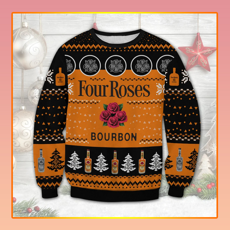 Four Roses Bourbon Beer Christmas Ugly Sweater1