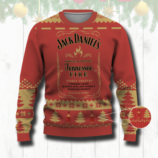 Jack Daniels Tennessee Fire Beer Christmas Ugly Sweater