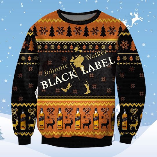 Johnnie Walker Black Label Beer Christmas Ugly Sweater