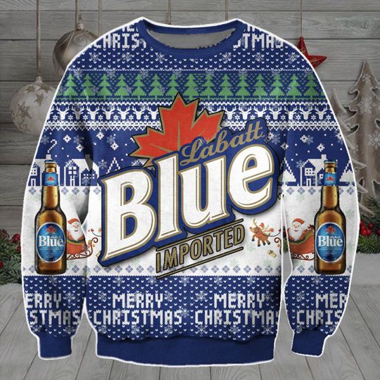 Labatt Blue Imported Beer Christmas Ugly Sweater