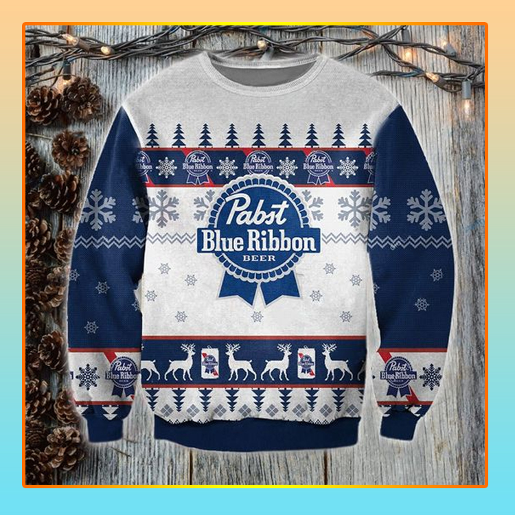 Pabst Blue Ribbon Beer Christmas Ugly Sweater1