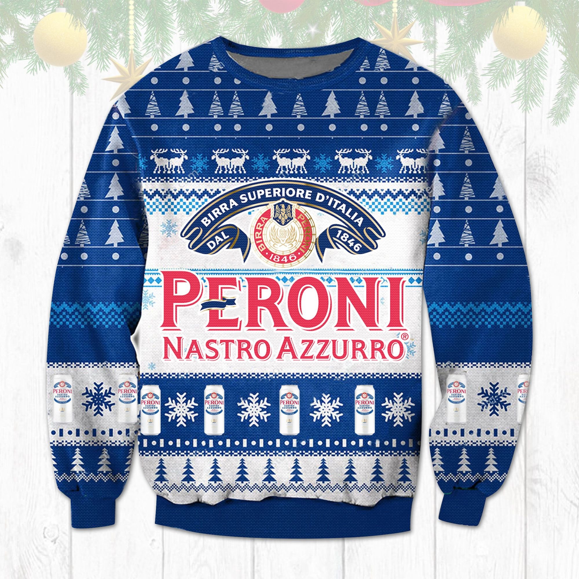 Peroni Nastro Azzurro Beer Christmas Ugly Sweater