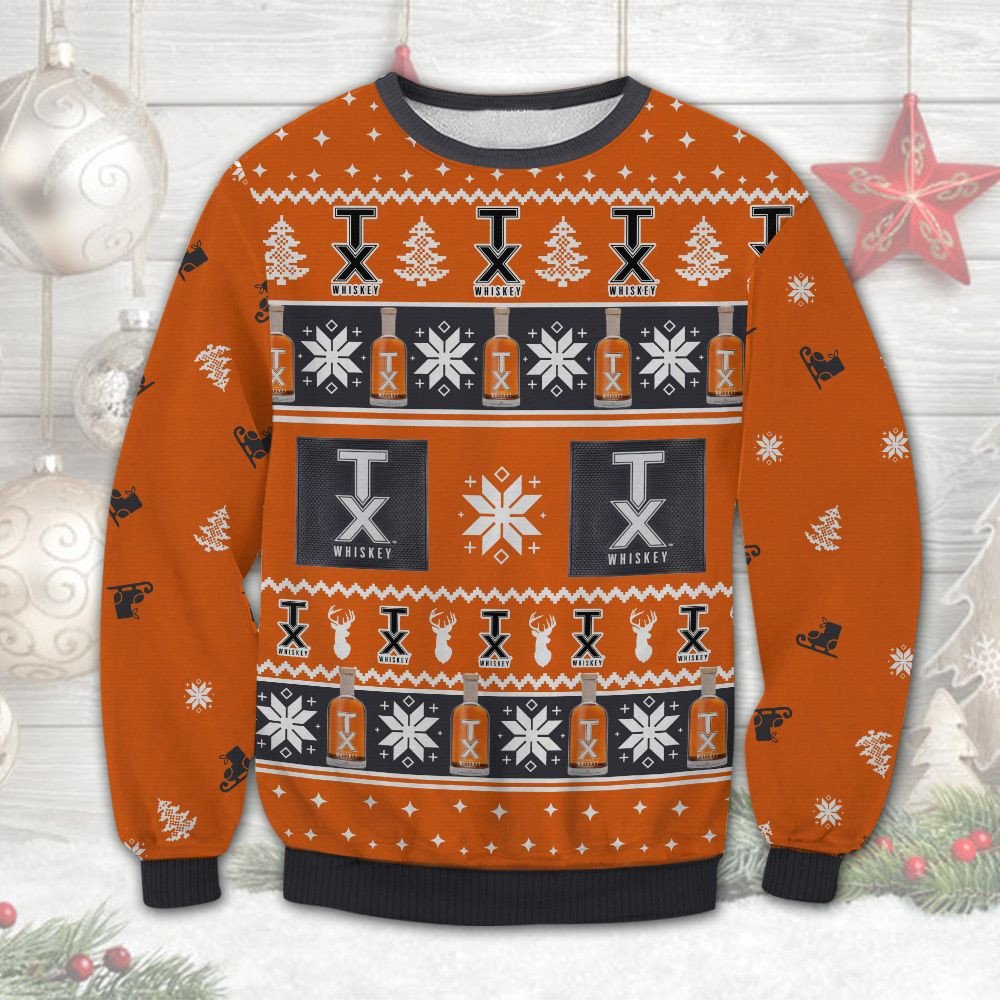 TX Blended Whiskey Beer Christmas Ugly Sweater