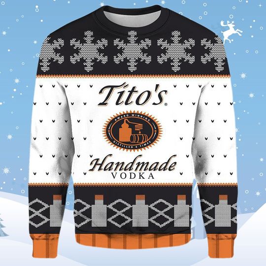 Titos handmade Vodka Beer Christmas Ugly Sweater