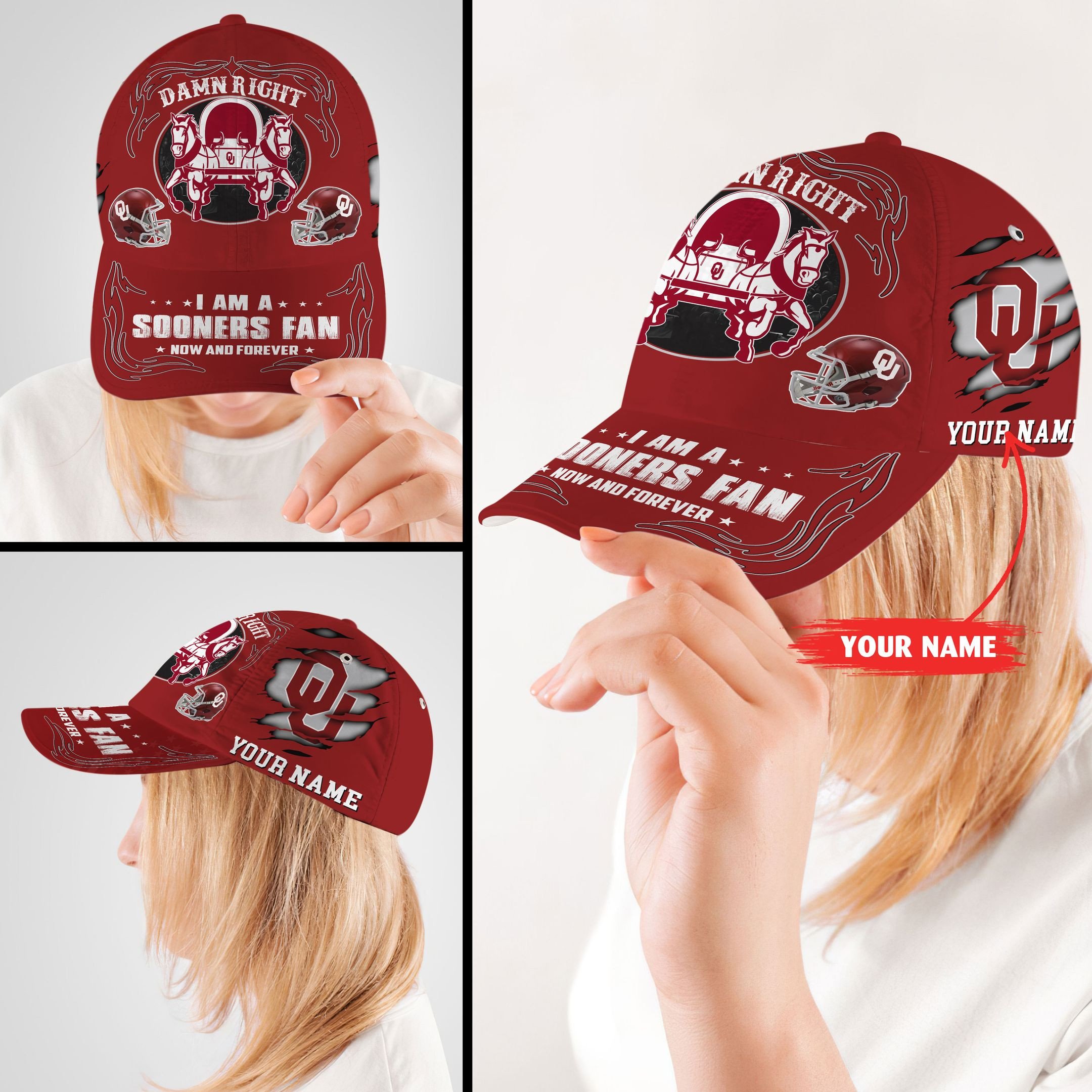 NEW Personalized Damn Right I am a Oklahoma Sooners fan now and forever hat cap 5