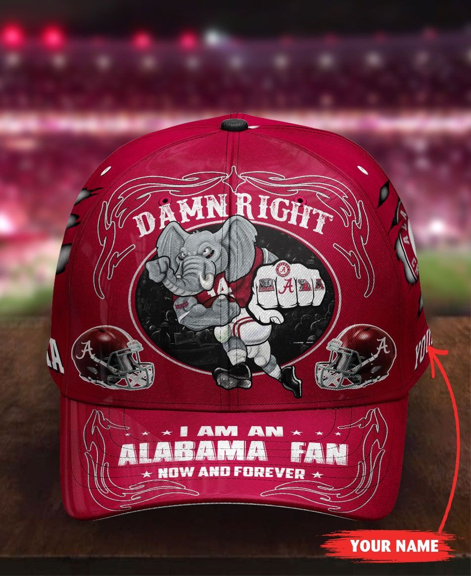 NEW Personalized Damn Right I am a Alabama Crimson Tide fan now and forever hat cap 6