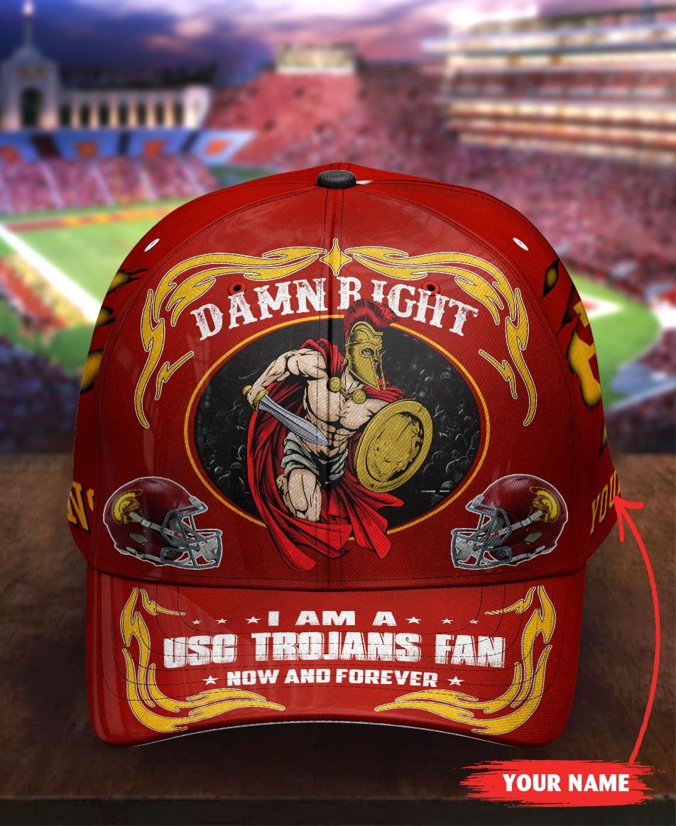 NEW Personalized Damn Right I am a USC Trojans fan now and forever hat cap 8