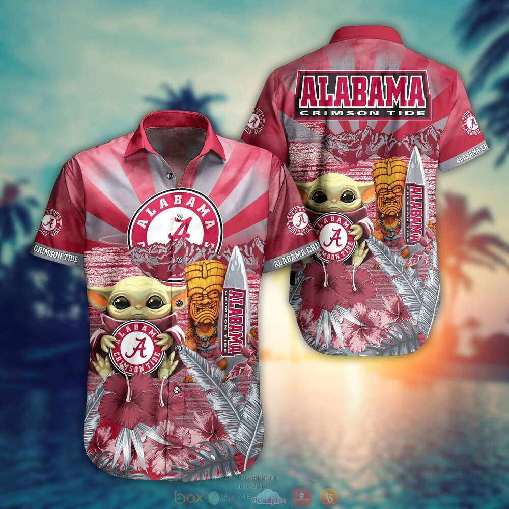 BEST Baby Yoda Alabama Crimson Tide NCAA Hawaiian Shirt, Shorts 9