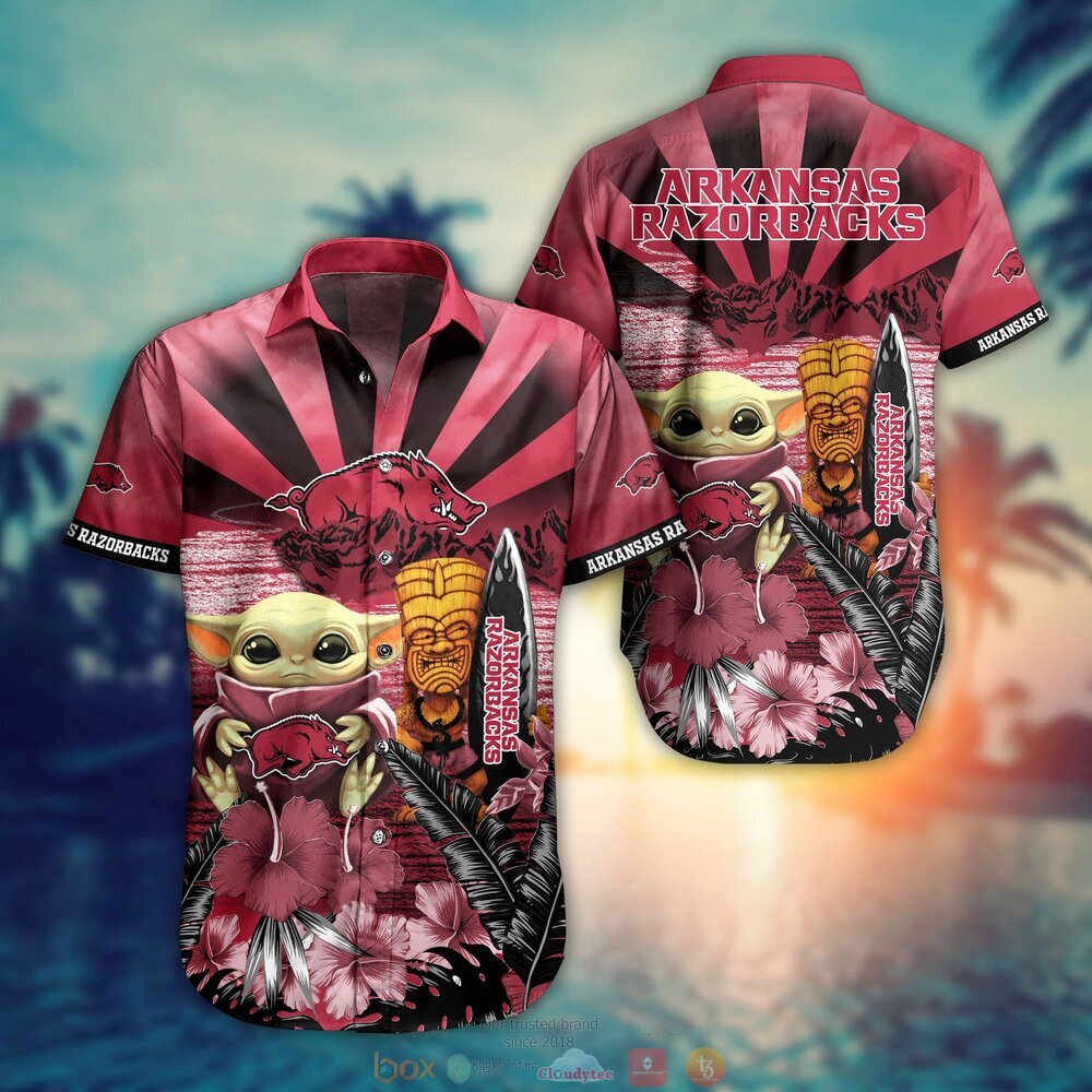 BEST Baby Yoda Arkansas Razorbacks NCAA Hawaiian Shirt, Shorts 1