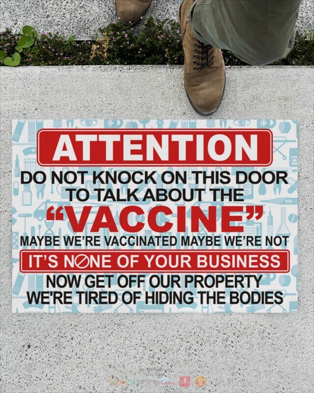 Attention Do Not Knock on the door to talk about vaccine doormat 9