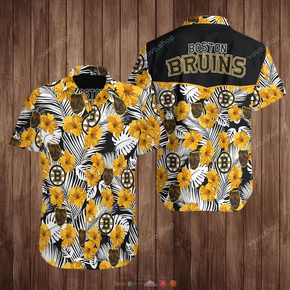 Boston Bruins NHL flowers Hawaiian Shirt, shorts 5