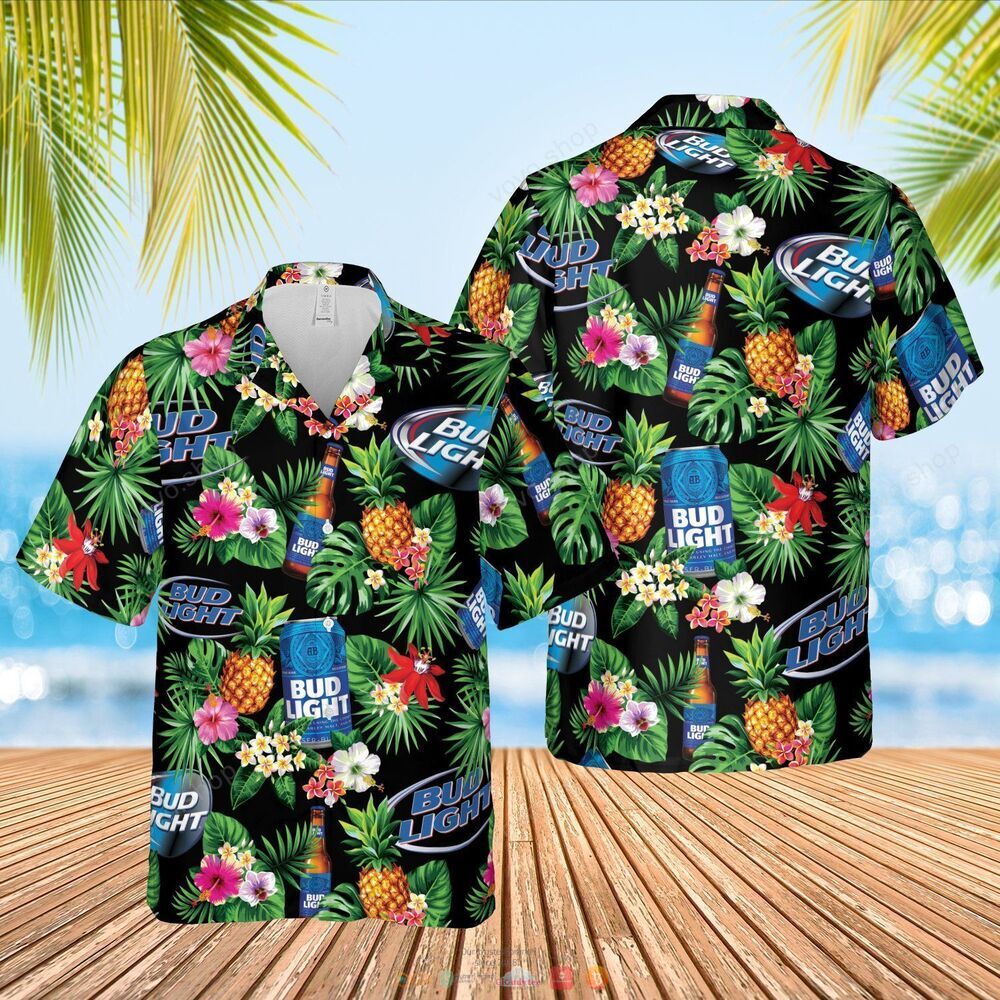 Bud Light Beer pineapple Hawaiian Shirt, shorts 4
