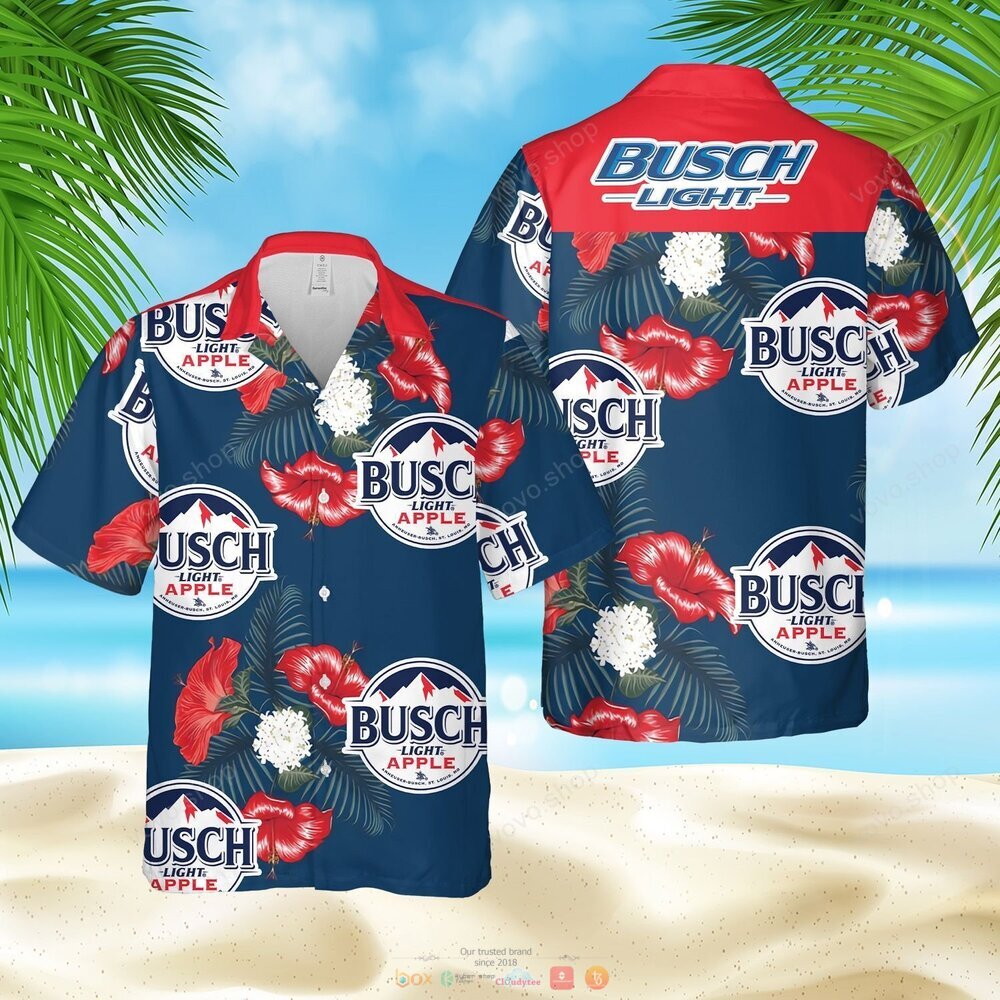 Busch Light Apple Hibiscus Hawaiian Shirt, shorts 5