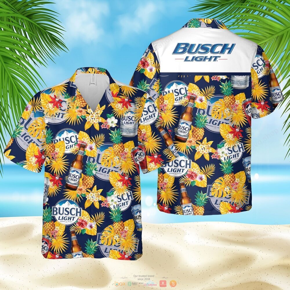 Busch Light blue yellow pineapple Hawaiian Shirt, shorts 4