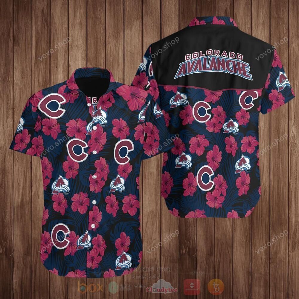Colorado Avalanche Navy Hawaiian Shirt 4