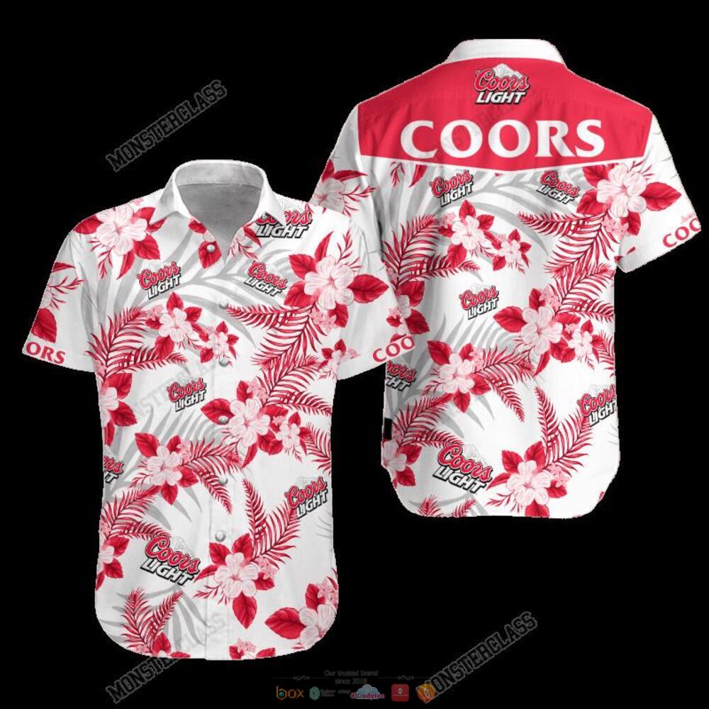 Coors Light Red Tropical Plant Hawaiian Shirt, Shorts 4