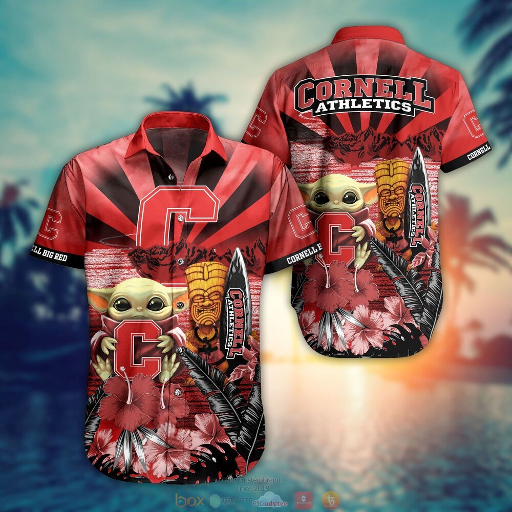 BEST Baby Yoda Cornell Big Red NCAA Hawaiian Shirt, Shorts 1