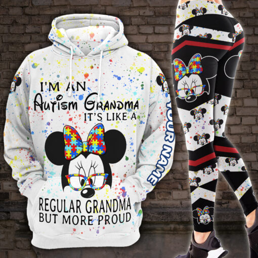 NEW Personalized Minnie Mouse I'm an Autism Grandma custom legging, hoodie 2