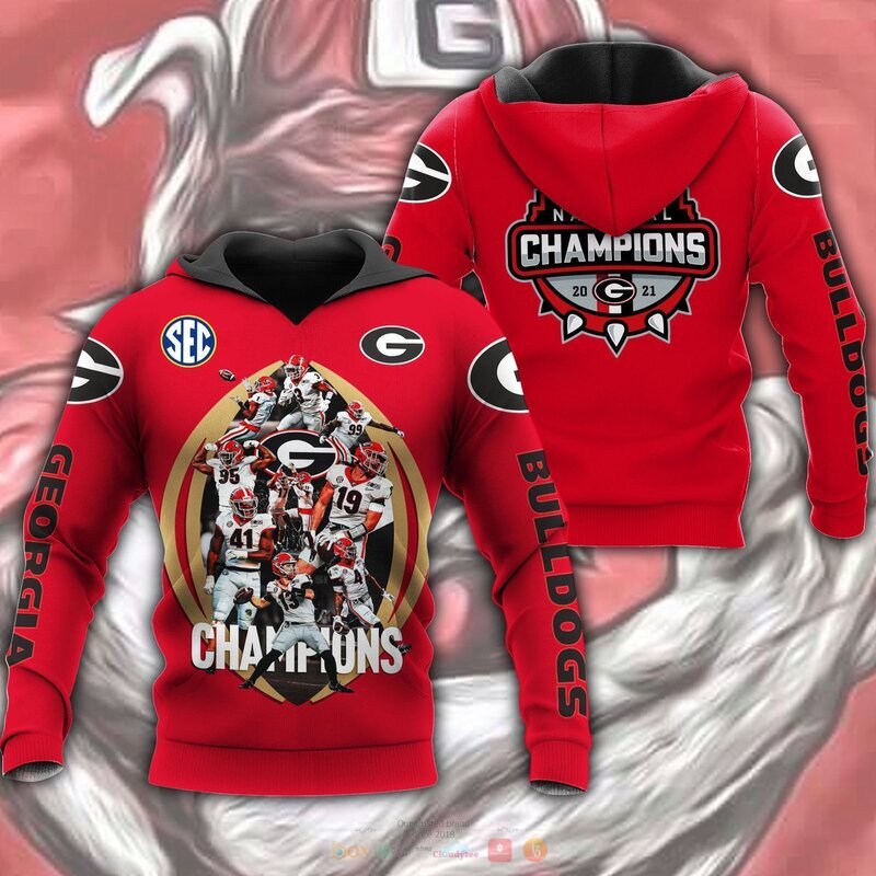 HOT NCAA Georgia Bulldogs Champion 2021 Red shirt, hoodie 8