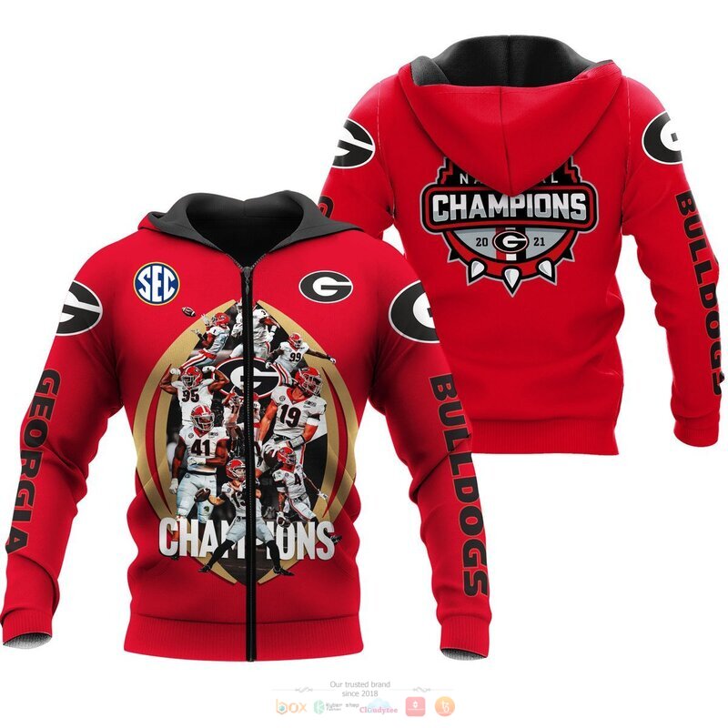 Alternative view of HOT NCAA Georgia Bulldogs Champion 2021 Red shirt, hoodie