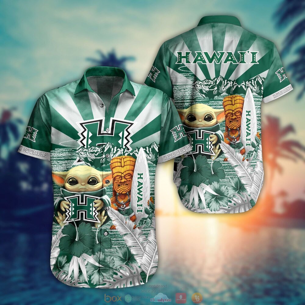 BEST Baby Yoda Hawaii Rainbow Warriors NCAA Hawaiian Shirt, Shorts 1