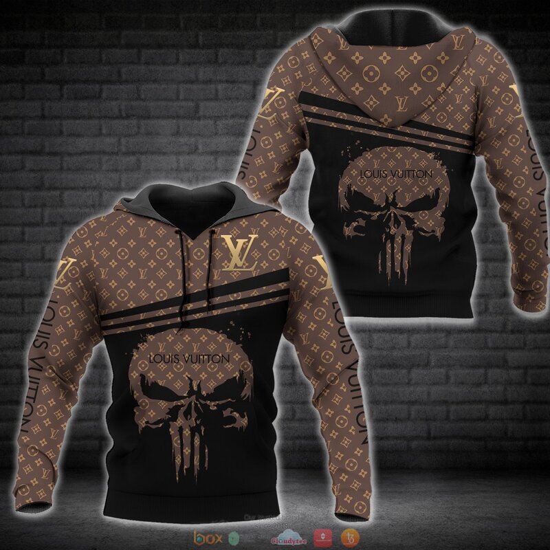 BEST Louis Vuitton Punisher skull brown pattern jersey shirt, hoodie 8