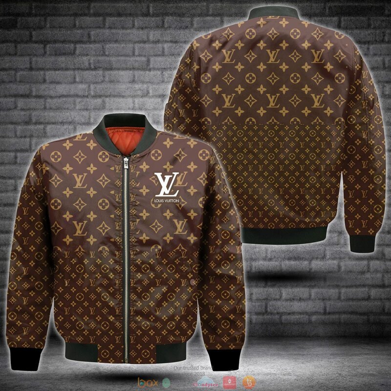 BEST Louis Vuitton brown pattern full print 3d bomber jacket 6
