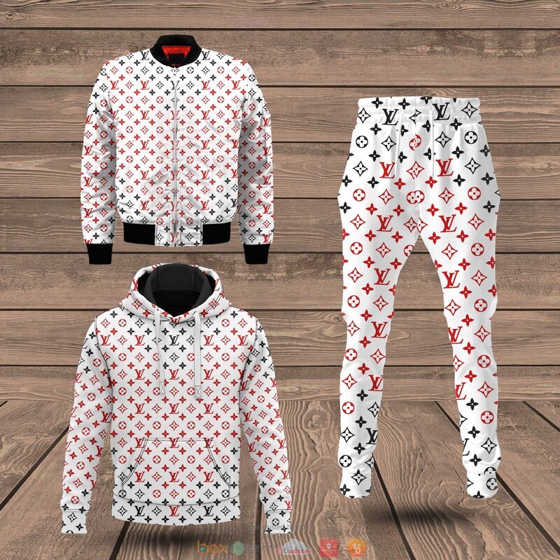 BEST Louis Vuitton white red full print 3d hoodie, bomber jacket 13