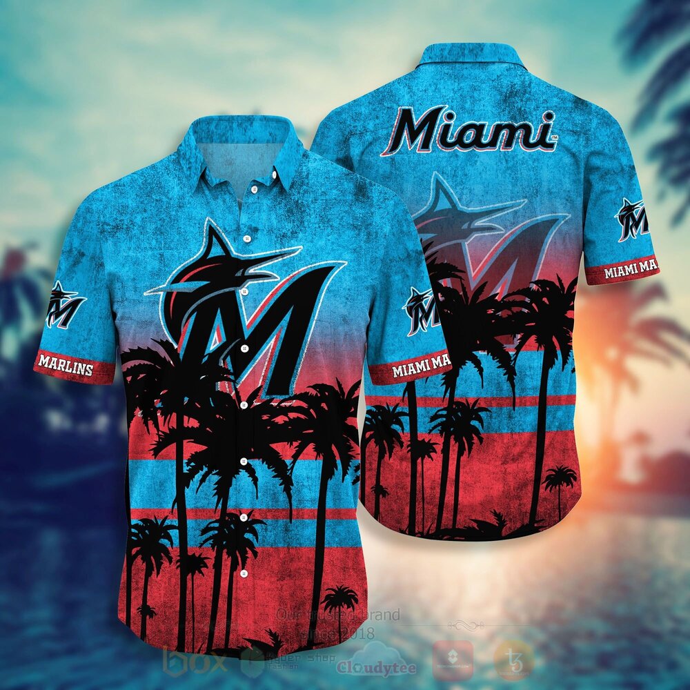 TOP MLB Miami Marlins Short Sleeve Hawaiian Shirt, Short 11