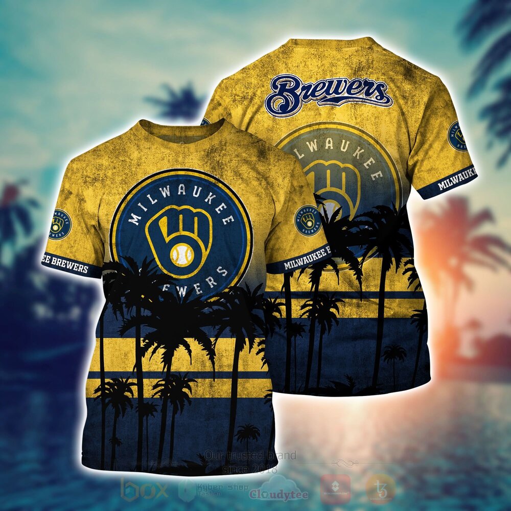 TOP MLB Milwaukee Brewers Short Sleeve Hawaiian Shirt, Short 16