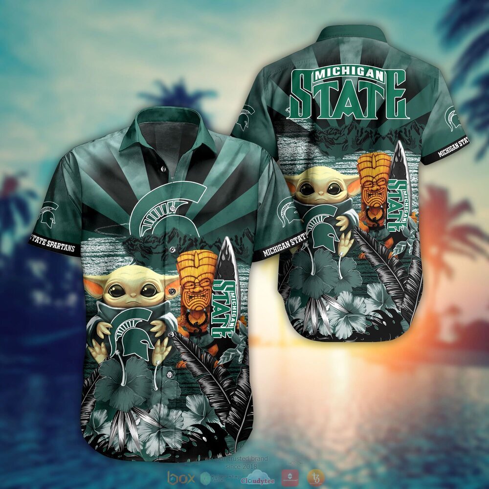 BEST Baby Yoda Michigan State Spartans NCAA Hawaiian Shirt, Shorts 9