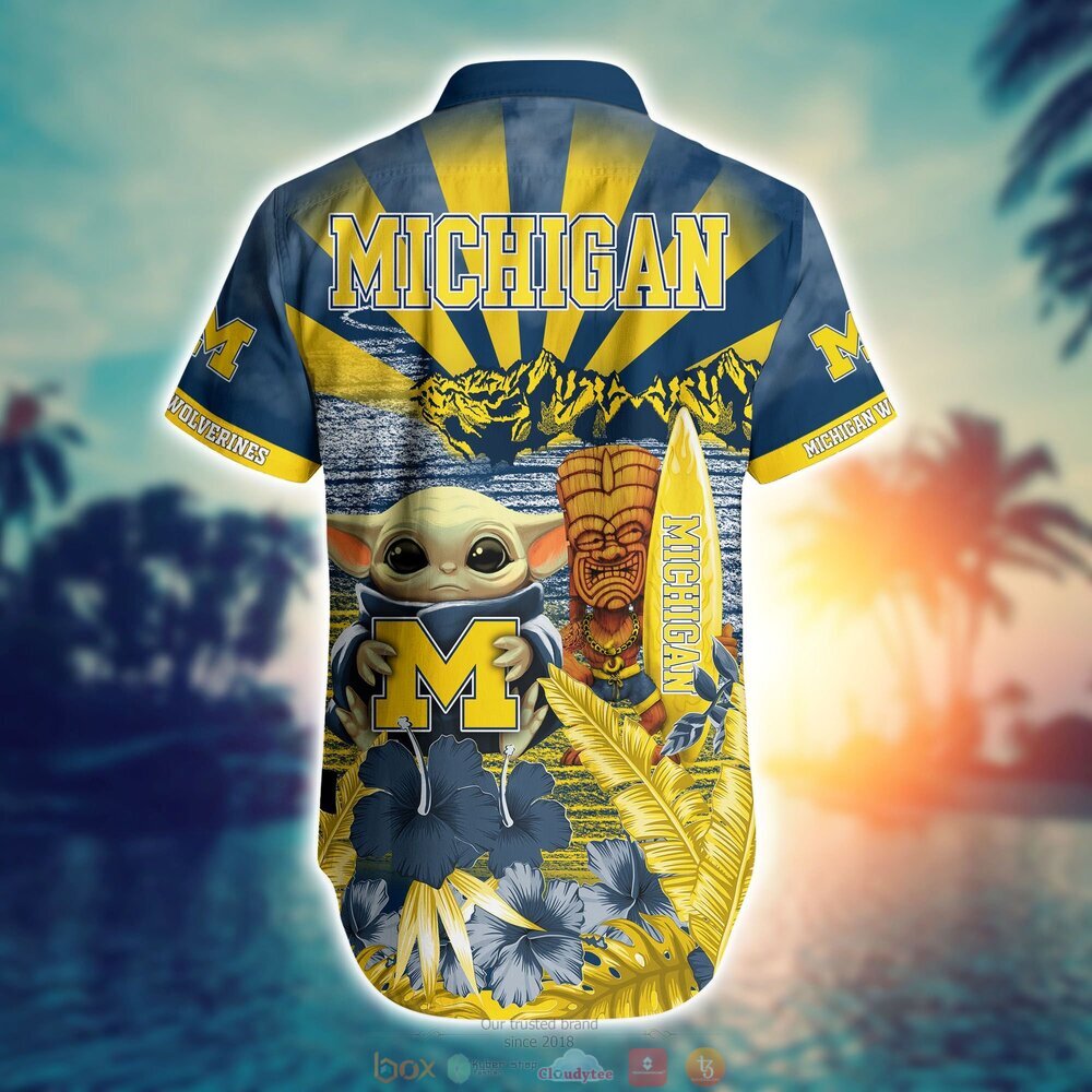BEST Baby Yoda Michigan Wolverines NCAA Hawaiian Shirt, Shorts 6