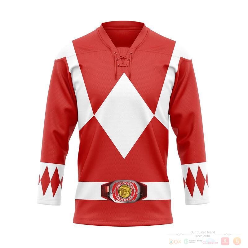 BEST Mighty Morphin Red The Power Rangers Hockey Jersey 6