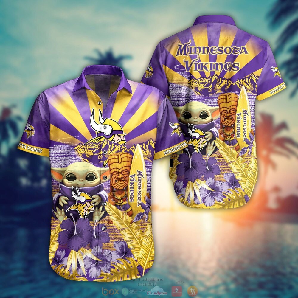 BEST Baby Yoda Minnesota Vikings NFL Hawaiian Shirt, Shorts 8