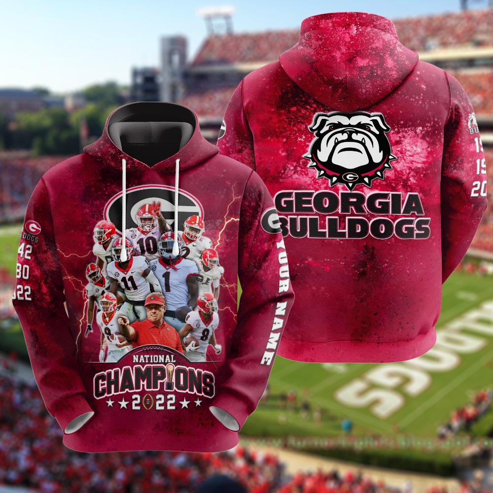 NCAA Georgia Bulldogs Champions 2022 Custom Name 3D Hoodie, Shirt 5