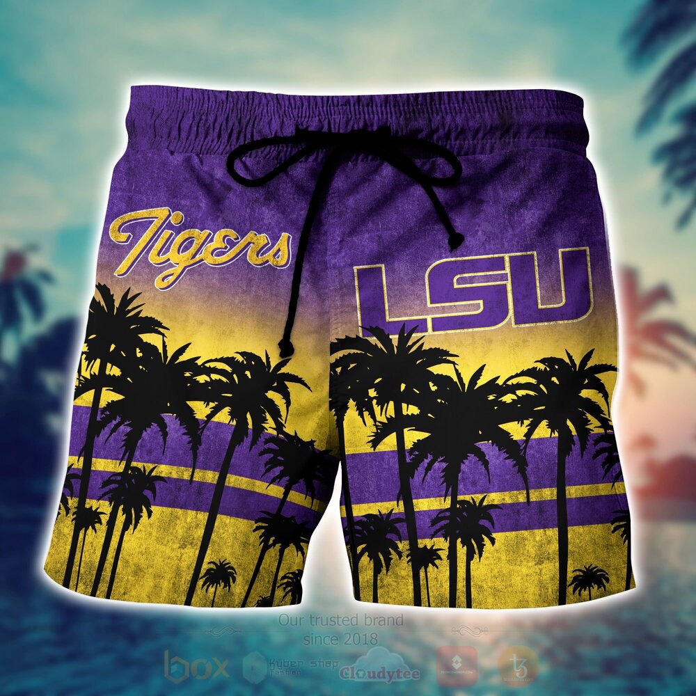 TOP NCAA LSU Tigers and Lady Tigers Short Sleeve Hawaiian Shirt, Short 5