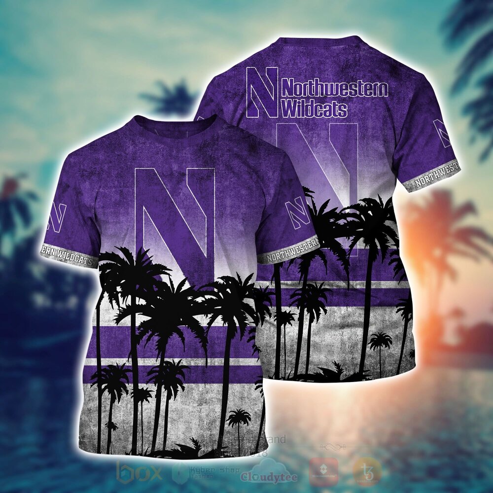 TOP NCAA Northwestern Wildcats football Short Sleeve Hawaiian Shirt, Short 2