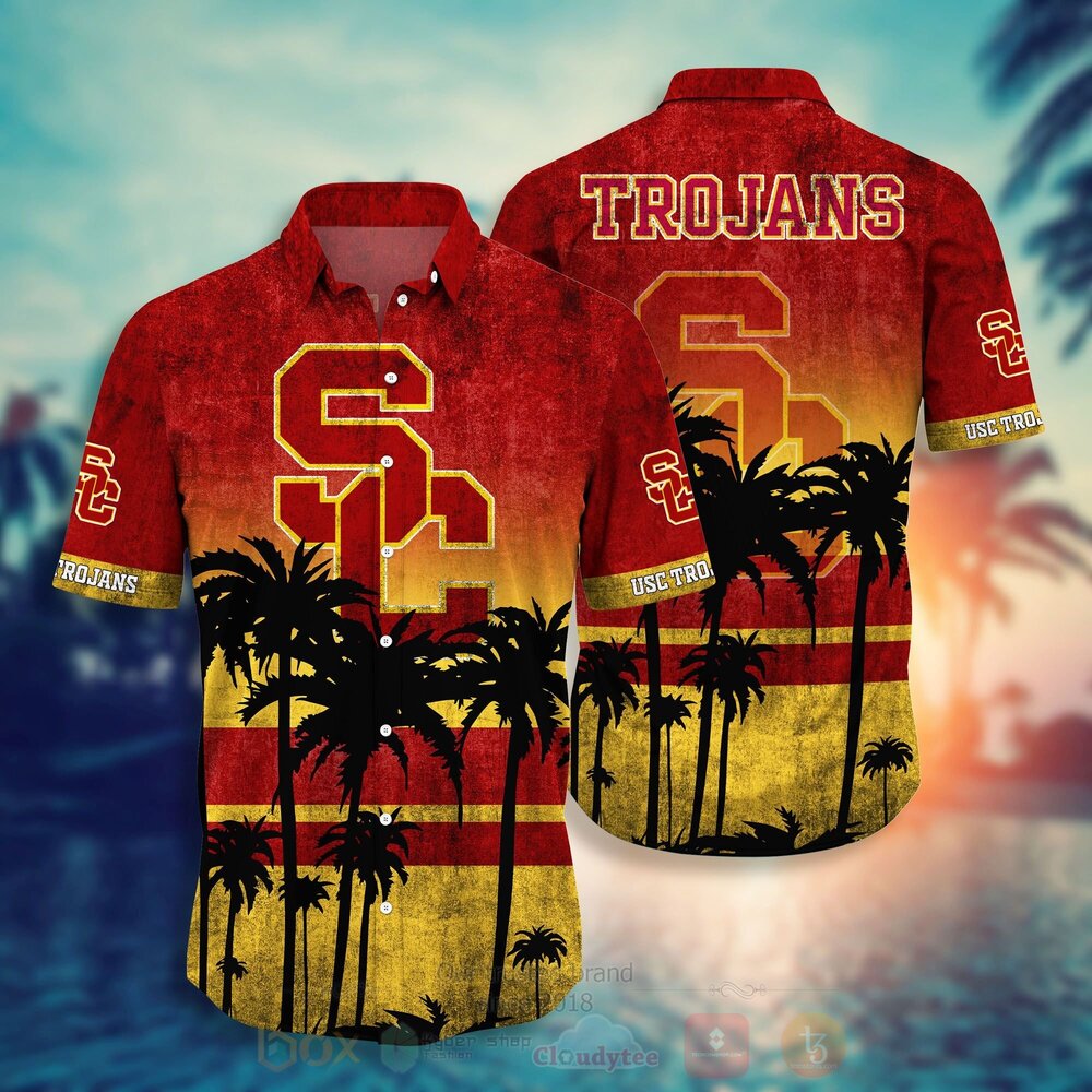 TOP NCAA USC Trojans Short Sleeve Hawaiian Shirt, Short 11