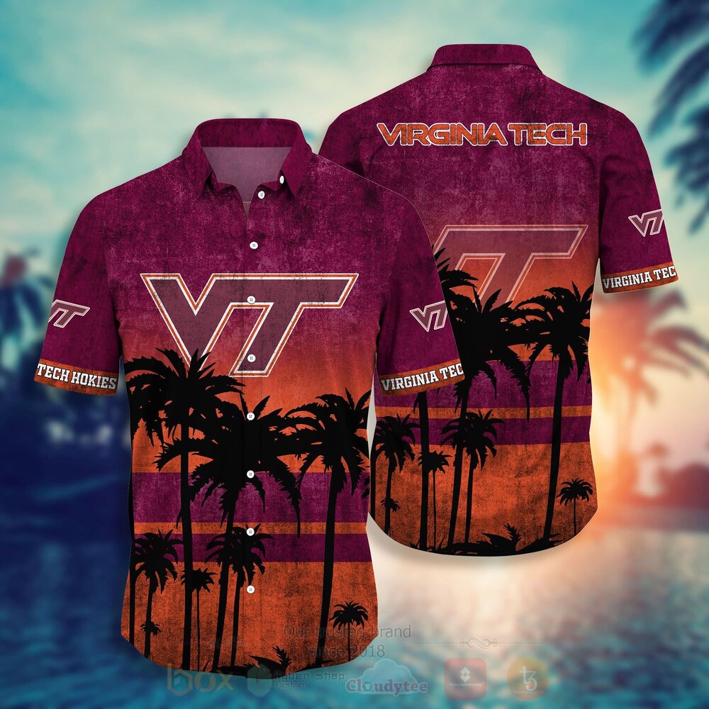 TOP NCAA Virginia Tech Hokies football Short Sleeve Hawaiian Shirt, Short 10